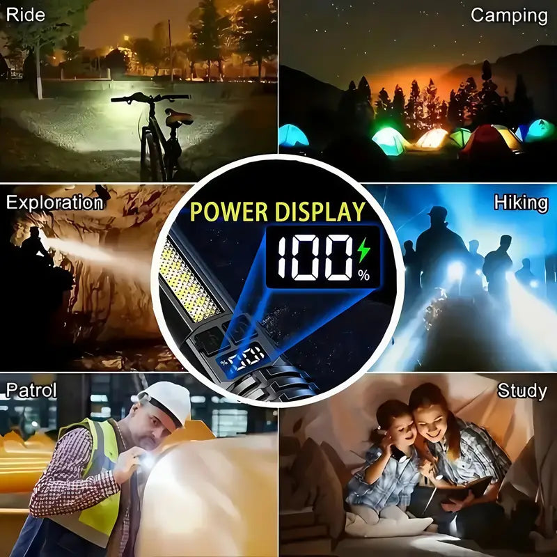 2-Pack Rechargeable LED Flashlights with COB & Zoom