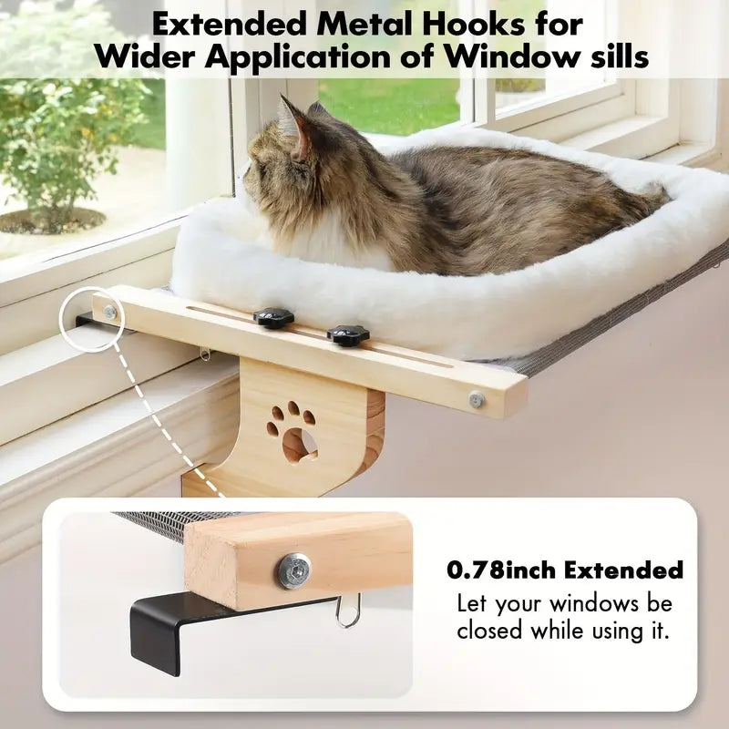 Adjustable Cat Window Hammock Bed with Soft Fleece Pad