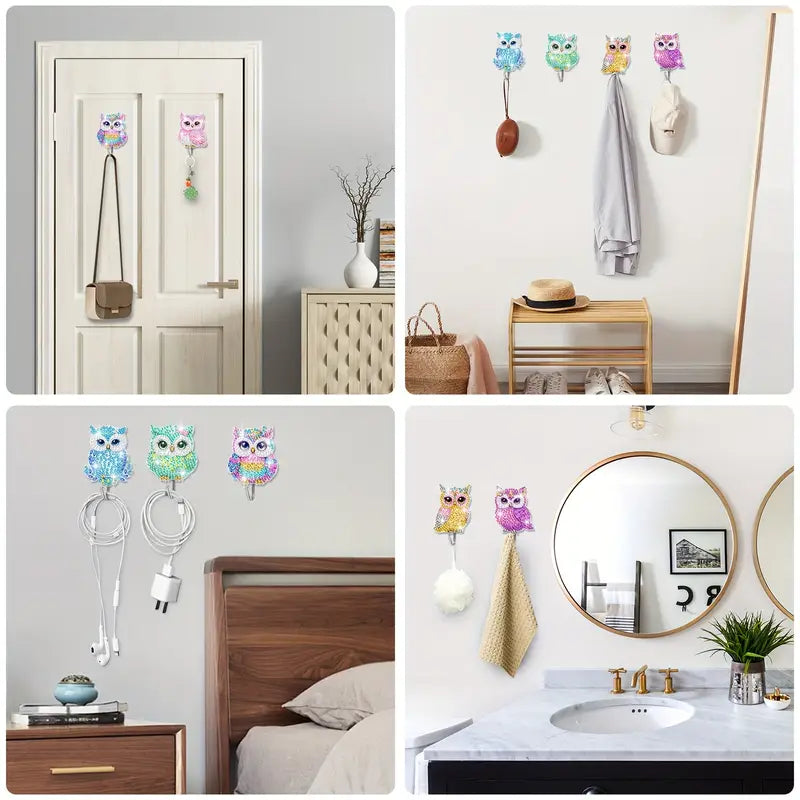 6pcs Diamond Painting Kit Hooks – Wall-Mounted Acrylic Owl Design