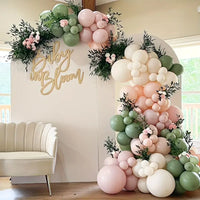 139pcs Balloon Arch Kit - Pastel Pink & Sage Green Garland for Birthday, Wedding & Bridal Shower