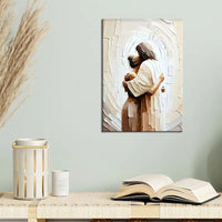 Jesus Embracing Woman – Safe in His Arms Canvas Wall Art