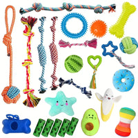 25pcs Dog Teething & Chew Toys Set for Puppies & Cleaning