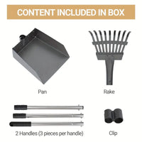 Stainless Steel Dog Pooper Scooper Set with Tray & Rake