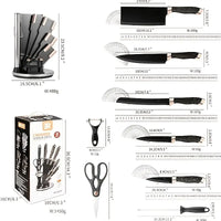 9pcs Black & Rose Golden Chef Knife Set | Stainless Steel with Ergonomic Handles