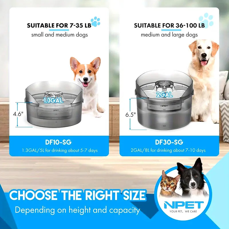 2 Gallon Automatic Dog Water Fountain with Guard
