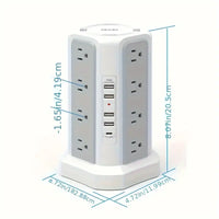 16-Outlet Power Strip Tower with USB & USB-C Ports