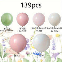 139pcs Balloon Arch Kit - Pastel Pink & Sage Green Garland for Birthday, Wedding & Bridal Shower