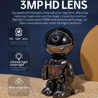 3MP HD Smart Robot Camera with 360° Night Vision & Audio
