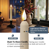 6pcs LED Window Candles with Sensor – Ivory Striped Flameless Taper Candles