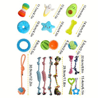 25pcs Dog Teething & Chew Toys Set for Puppies & Cleaning