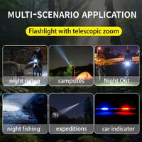 2-Pack Rechargeable LED Flashlights with COB & Zoom