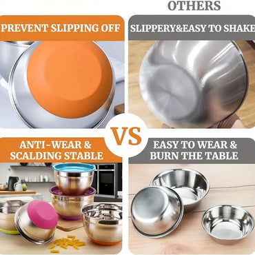 26pcs Stainless Steel Mixing Bowls Set with Airtight Lids & Kitchen Tools | Non-Slip Bottoms, 6 Bowls + 20 Tools + 3 Grater Attachments