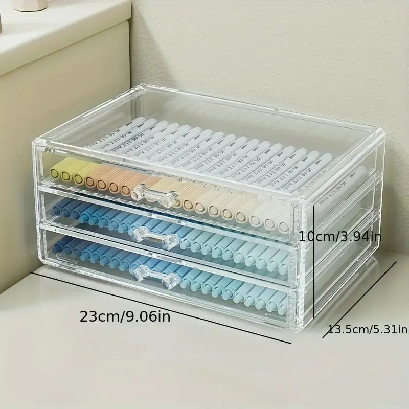 [Acrylic Multi-Layer Pen Holder] Clear Desk Organizer | Large Capacity Stationery & Makeup Storage Drawer