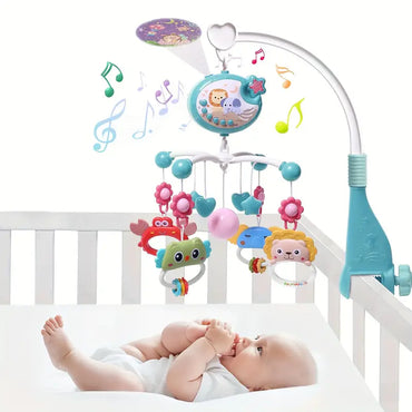 Baby Musical Mobile Crib – Soothing Music, Animal Projection & Take-Along Rattle | Multicolor Nursery Toy for Infant Sleep & Sensory Development