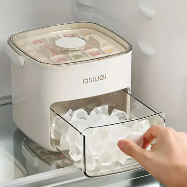 Large Capacity 48 Ice Cube Maker | Double Layer Mold Tray with Easy Button Lid