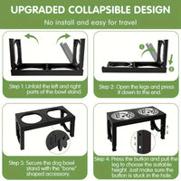 Non-Slip Foldable Elevated Dog Bowls Set with Stainless Steel