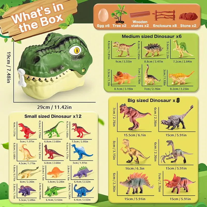 Dinosaur Playset for Kids – Realistic Figures with Eggs, Trees & Fences