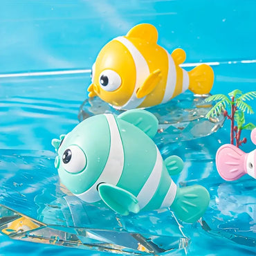 Set of 3 Wind-Up Clown Fish Bath Toys – Battery-Free Pool & Tub Fun