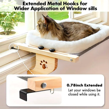 Adjustable Cat Window Hammock Bed with Soft Fleece Pad