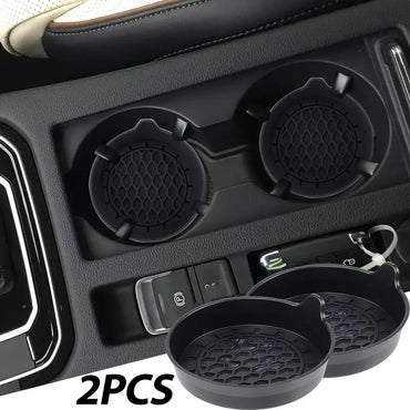 4Pcs Non-Slip Silicone Car Cup Holder Coasters, Gray