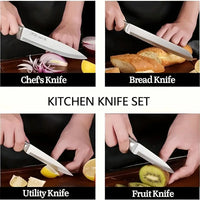 9pcs Black & Rose Golden Chef Knife Set | Stainless Steel with Ergonomic Handles