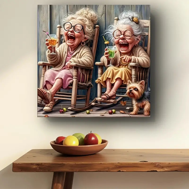 Colorful Character Canvas Wall Art – Wooden Framed Playful Print for Bedroom or Living Room