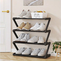4-Tier Z-Shaped Shoe Rack – Stackable, Tool-Free Organizer
