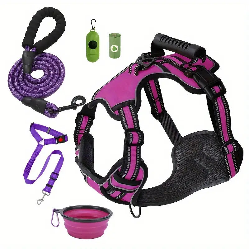 6-in-1 No-Pull Reflective Dog Harness & Leash Set
