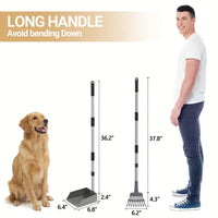 Stainless Steel Dog Pooper Scooper Set with Tray & Rake