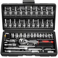 46pcs Ratchet Tool Kit with Wrenches & Sockets Set