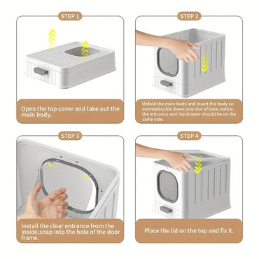 Odorless Enclosed Cat Litter Box with Lid & Scoop Set