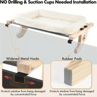 Adjustable Cat Window Hammock Bed with Soft Fleece Pad