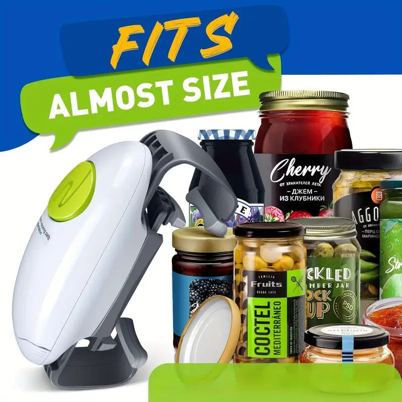 Electric Jar Opener for Seniors & Arthritic Hands | One-Touch Auto-Off | High Torque, Battery-Powered, Ergonomic Design