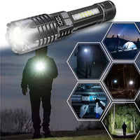 2-Pack Rechargeable LED Flashlights with COB & Zoom