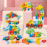 Wooden Animal Puzzles for Kids – 3D Dinosaur Educational Toy for 3-Year-Olds | Montessori Learning Toy