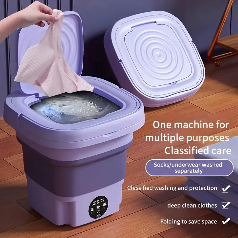 Portable Mini Washing Machine – 2.11 Gal with 3 Cleaning Modes
