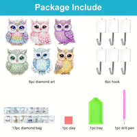 6pcs Diamond Painting Kit Hooks – Wall-Mounted Acrylic Owl Design