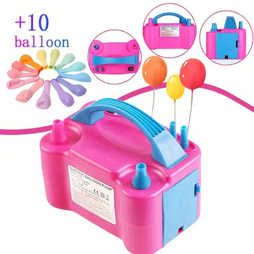 Electric Balloon Inflator – Buy 1 Get 10 Balloons Free, Dual Nozzle Pump for Festivals & Parties
