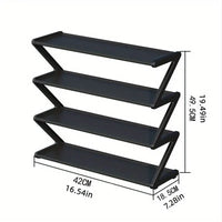 4-Tier Z-Shaped Shoe Rack – Stackable, Tool-Free Organizer