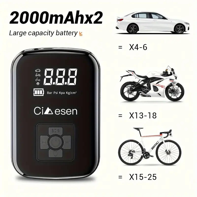Cordless Tire Inflator Portable Air Compressor with Digital Display
