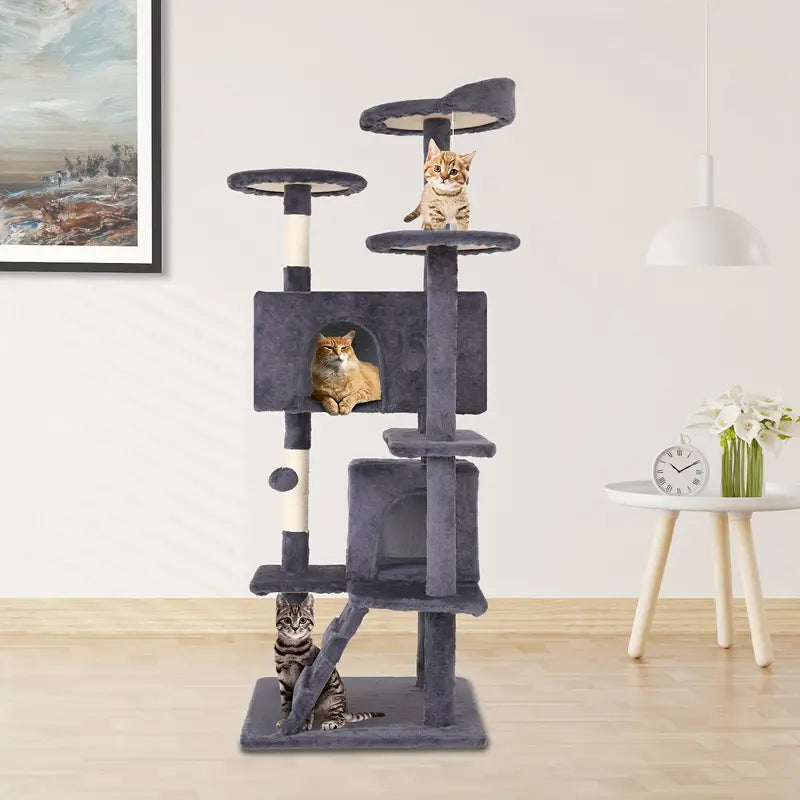 Multi-Level Cat Tree Tower with Condos & Posts – 54/70"