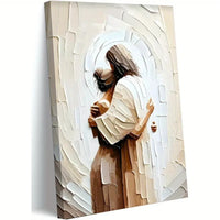 Jesus Embracing Woman – Safe in His Arms Canvas Wall Art