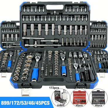 46pcs Ratchet Tool Kit with Wrenches & Sockets Set