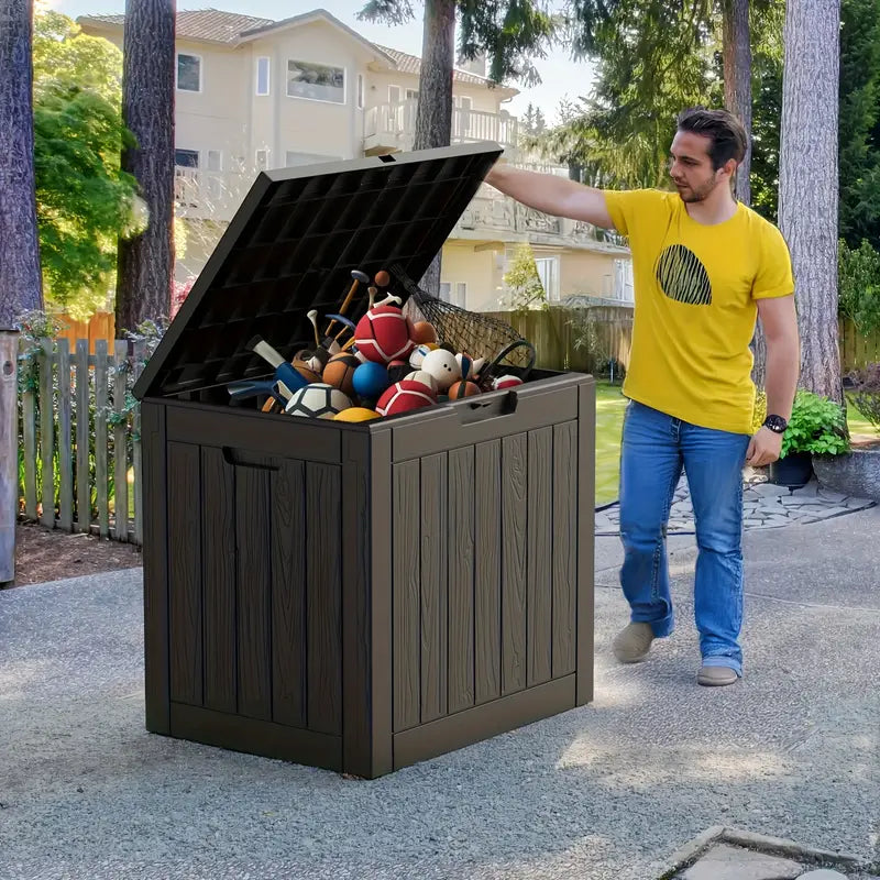 35 Gallon Waterproof Outdoor Deck Storage Box with Lock