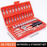 46pcs Ratchet Tool Kit with Wrenches & Sockets Set