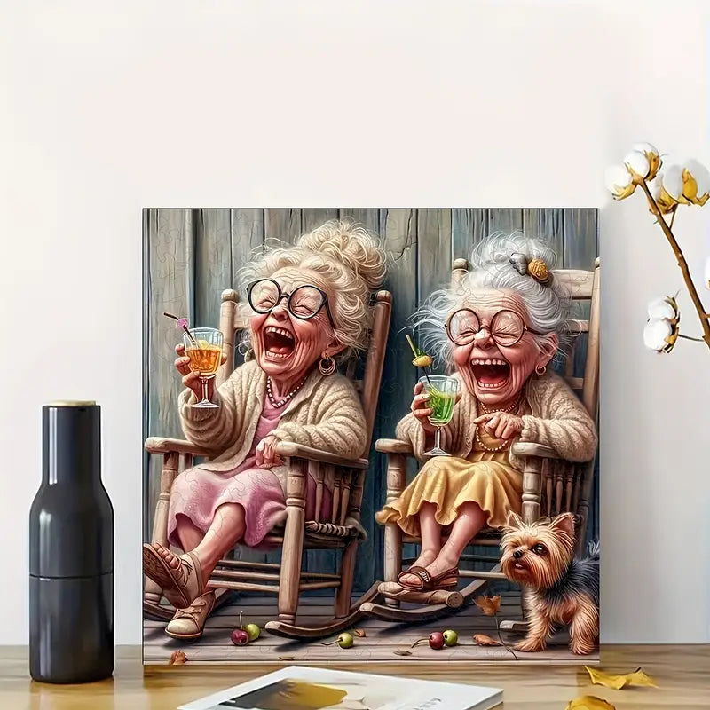 Colorful Character Canvas Wall Art – Wooden Framed Playful Print for Bedroom or Living Room