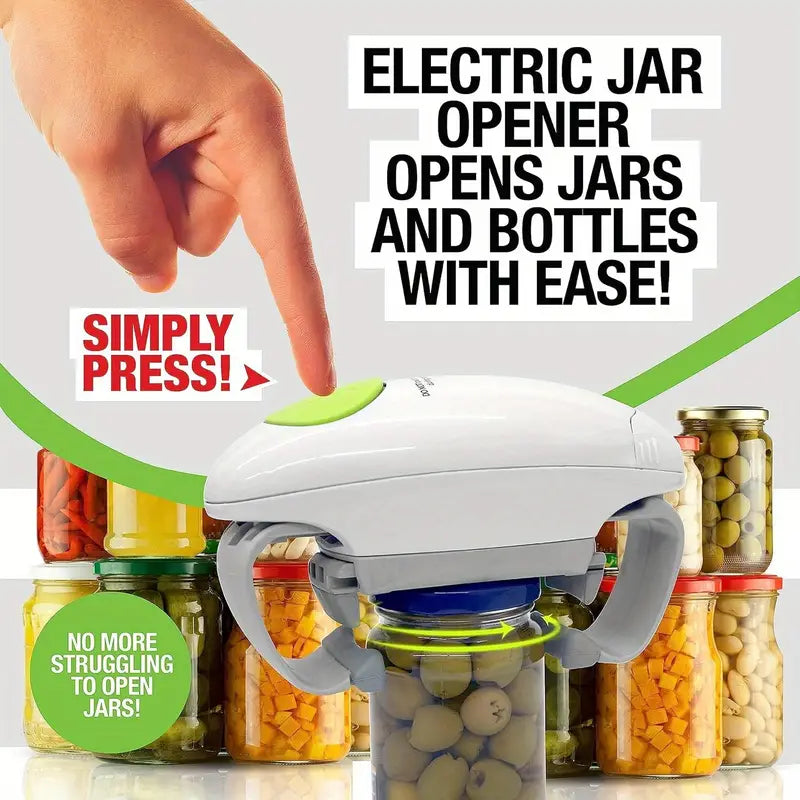 Electric Jar Opener for Seniors & Arthritic Hands | One-Touch Auto-Off | High Torque, Battery-Powered, Ergonomic Design