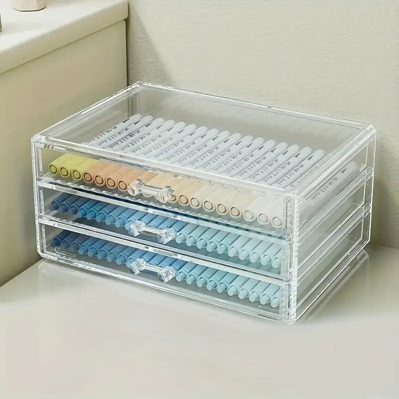 [Acrylic Multi-Layer Pen Holder] Clear Desk Organizer | Large Capacity Stationery & Makeup Storage Drawer