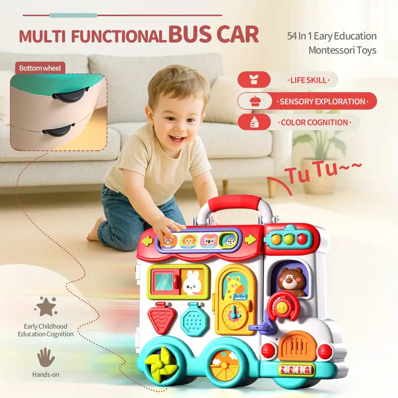 54-in-1 Musical Busy Board Toy – Bilingual Early Learning Fun for Toddlers