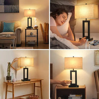 Set of 2 Touch Control Table Lamps with USB & Dimmable Light